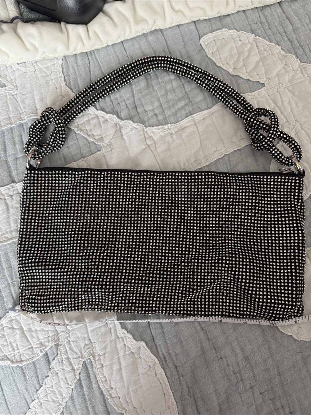Embellished Black Evening Shoulder Bag